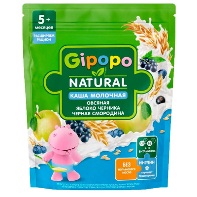 Каша Овсяная молочная яблоко черника смородина 170 г с 5 месяцев Gipopo 1